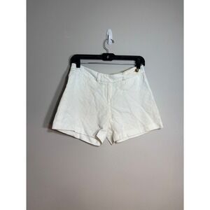 Lilly Pulitzer Womens White Seersucker Matelasse Shorts Gold Button Size 4